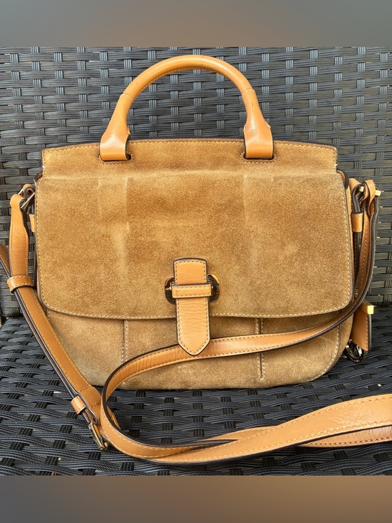 Michael Kors Handbags - Michael Kors Suede Satchel with Tan Leather Trim
